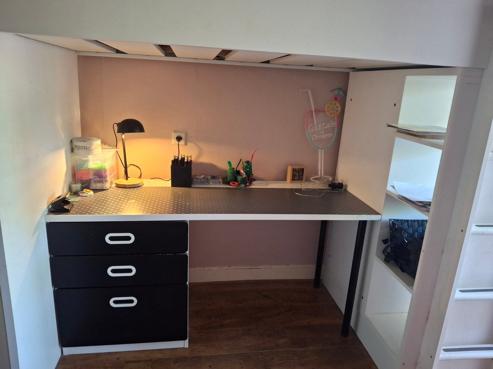 Ikea Hoogslaper met Bureau en Opbergruimte, Ophalen, Hoogslaper, Eenpersoons, 210 cm