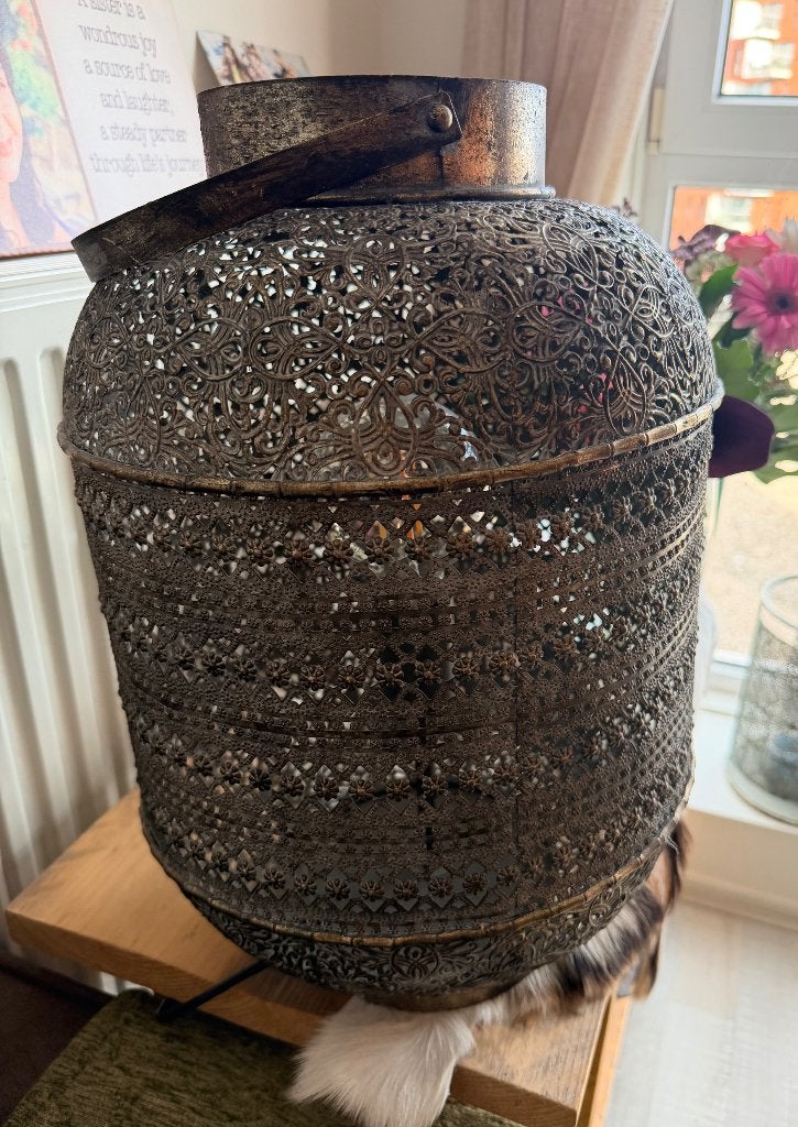 Oosterse tafellamp oud goud, Huis en Inrichting, Lampen | Tafellampen, Goud, Ophalen, 50 cm, Sfeerlamp