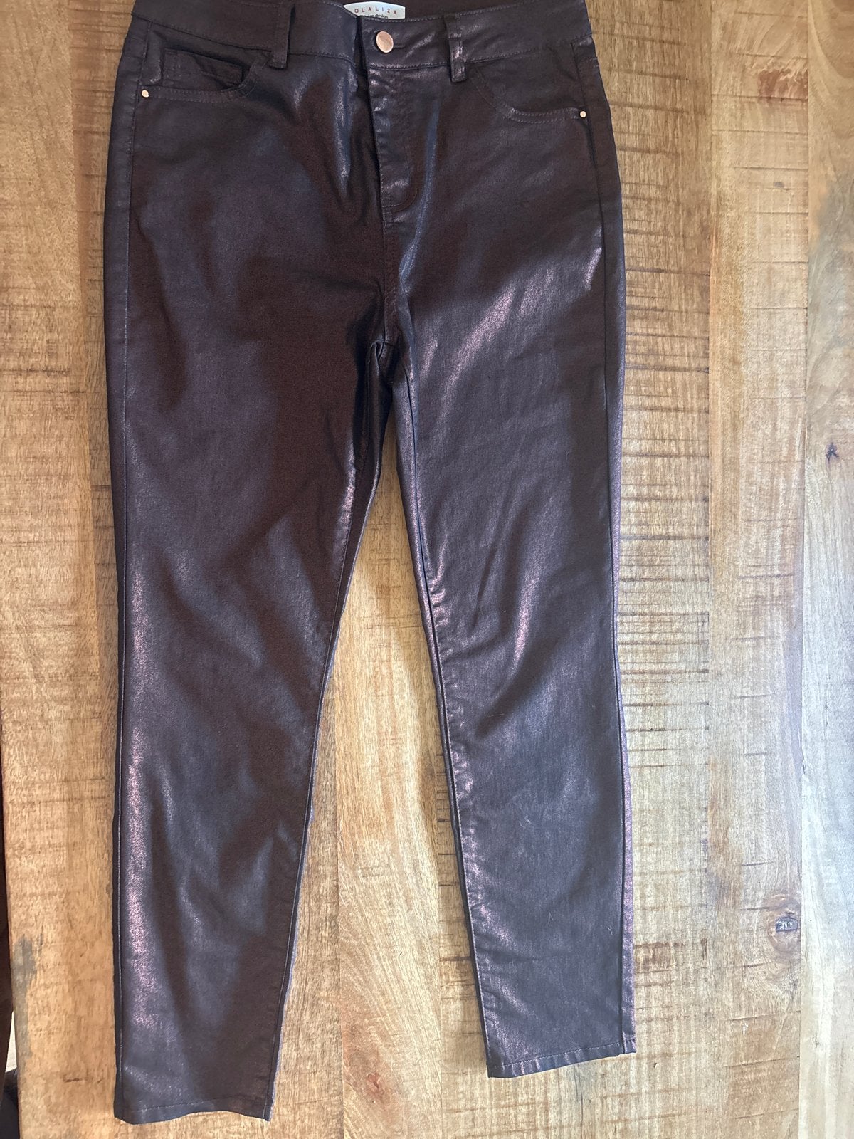 LolaLiza gecoate broek maat 42, Bruin, Maat 42/44 (L), Ophalen of Verzenden, Zo goed als nieuw