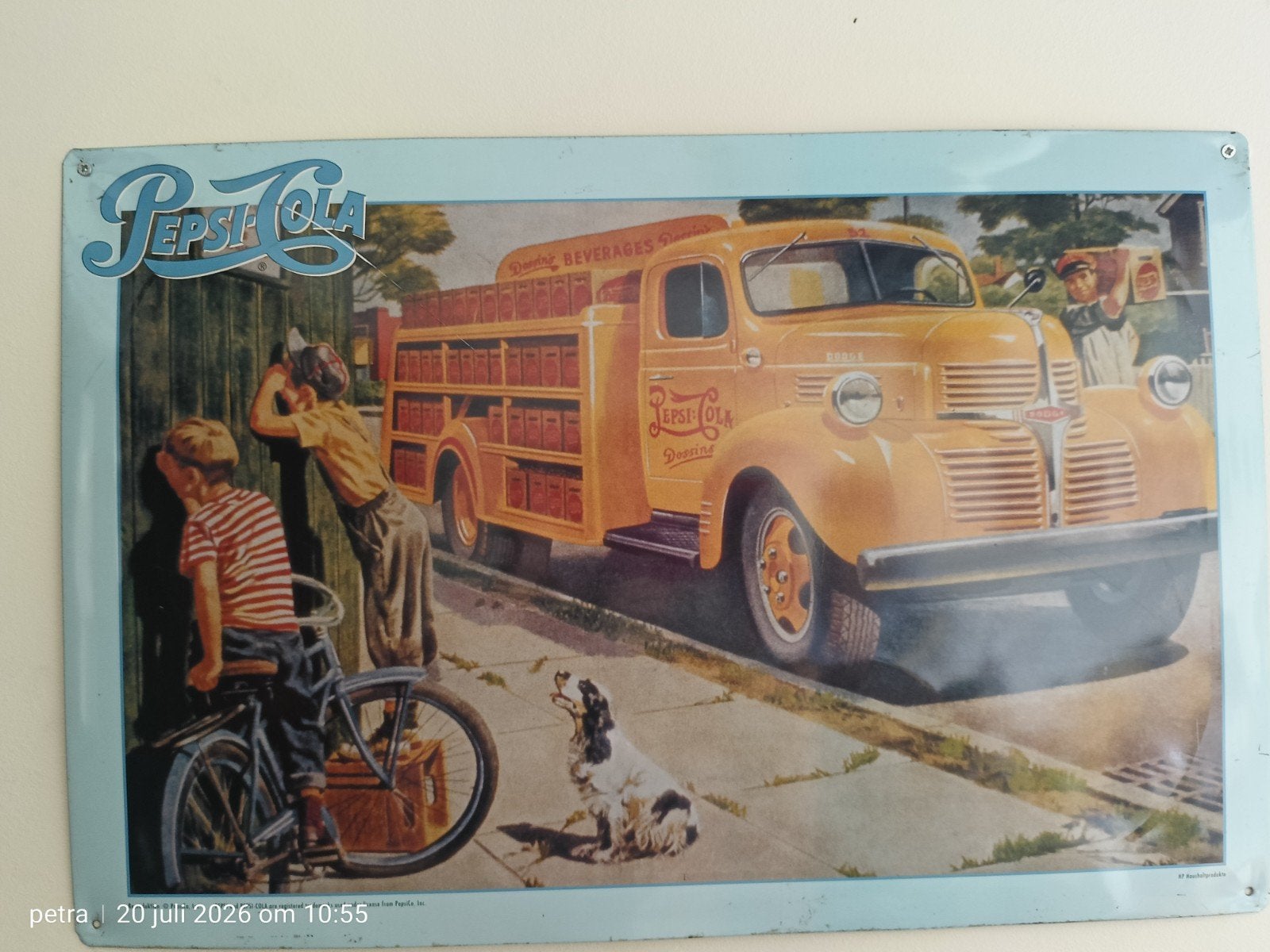 Vintage Pepsi Cola metalen reclamebord - nostalgisch design, Ophalen of Verzenden