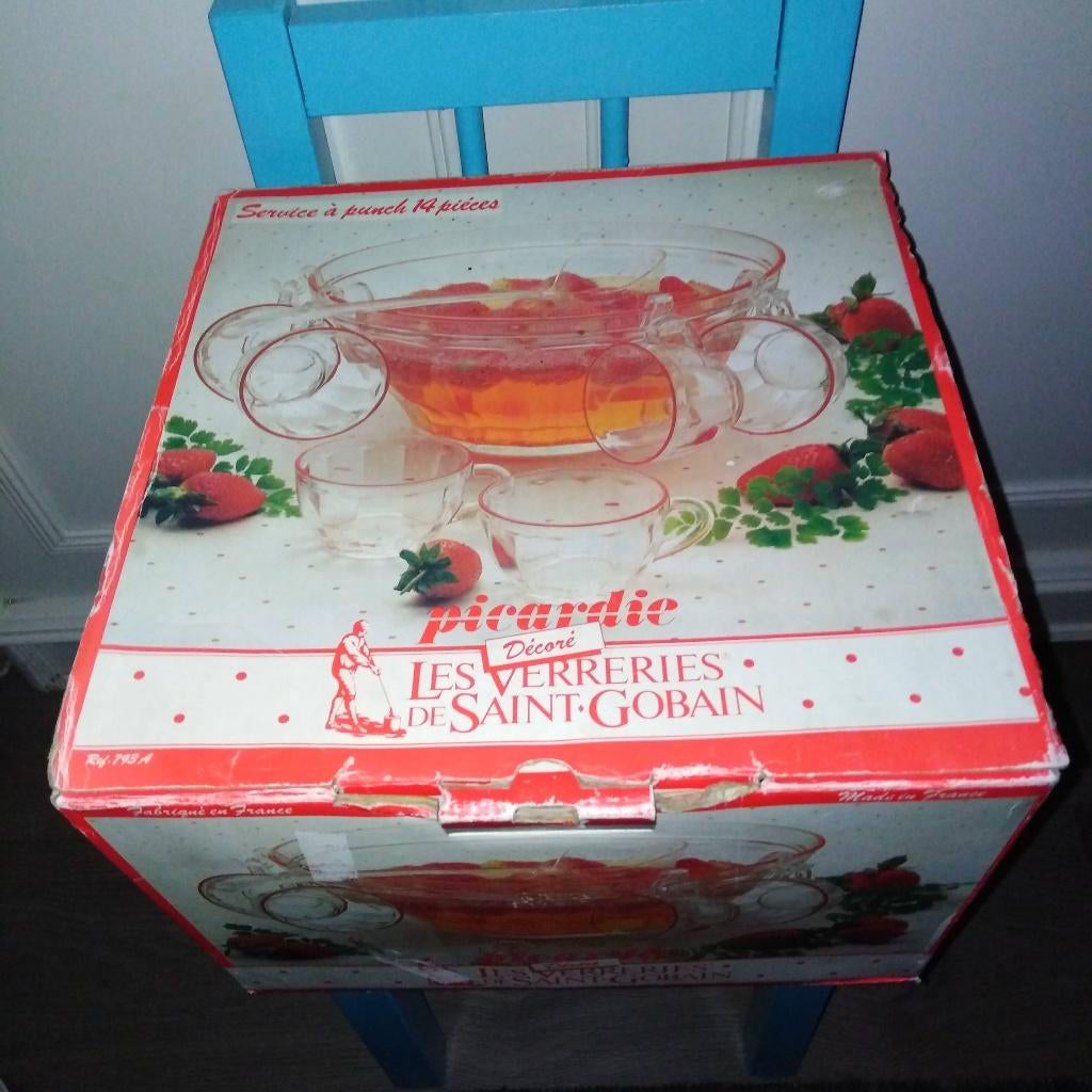 Punch set /Bowl set Picardie les Verreries de Saint Gobain, Huis en Inrichting, Ophalen, Gebruikt, Overige typen, Glas