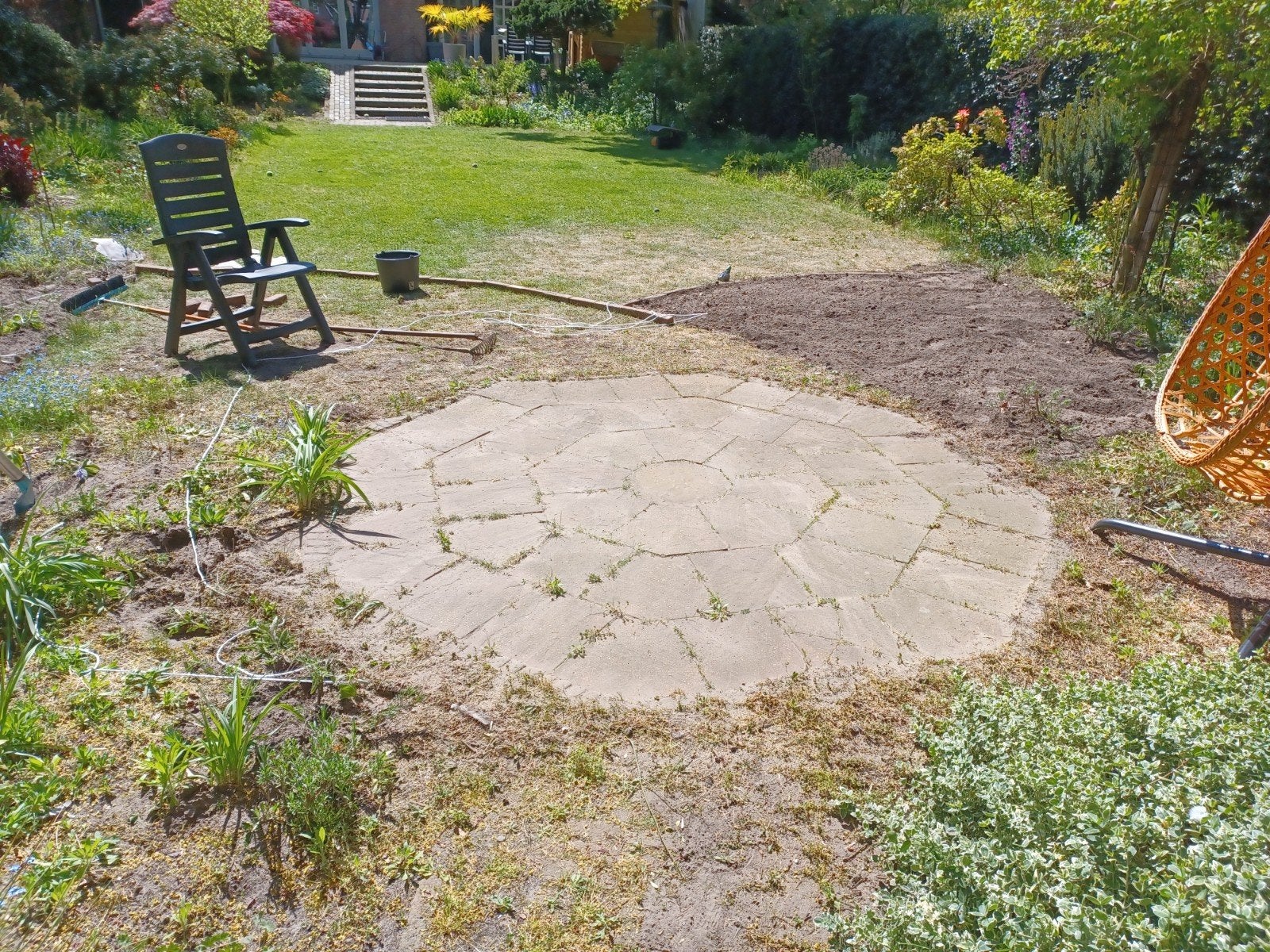 Achthoek / cirkel, Ophalen, Gebruikt, Beton, Terrastegels