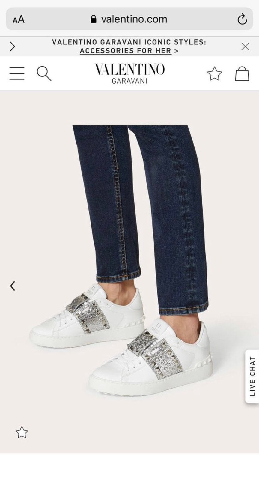 Valentino Garavani sneakers wit -zilver Rockstud mt. 37,5, Wit, Ophalen of Verzenden, Sneakers of Gympen, Zo goed als nieuw