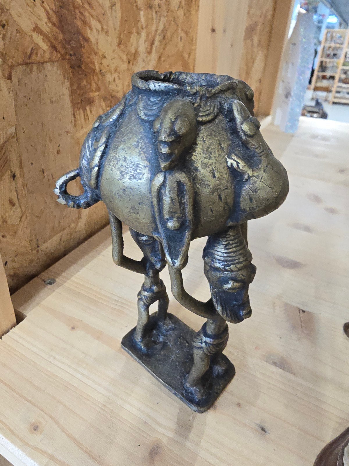 Bronzen beeld uit Benin, Handgemaakt, Afrika, Goud, Ophalen of Verzenden