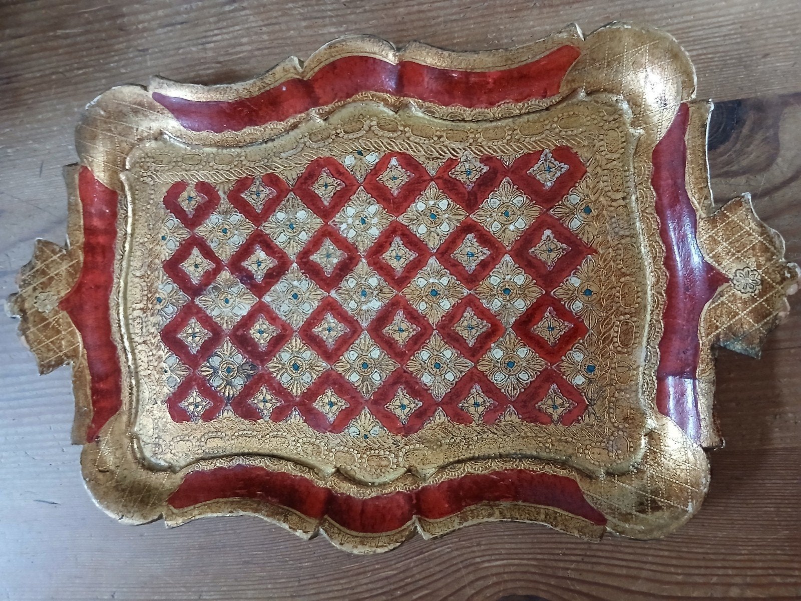 vintage Venetiaans dienblad, Ophalen of Verzenden, Rechthoekig, Hout