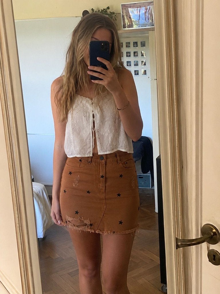Leuke sterren rok maat S, Kleding | Dames, Bruin, Zo goed als nieuw, Maat 36 (S), Boven de knie