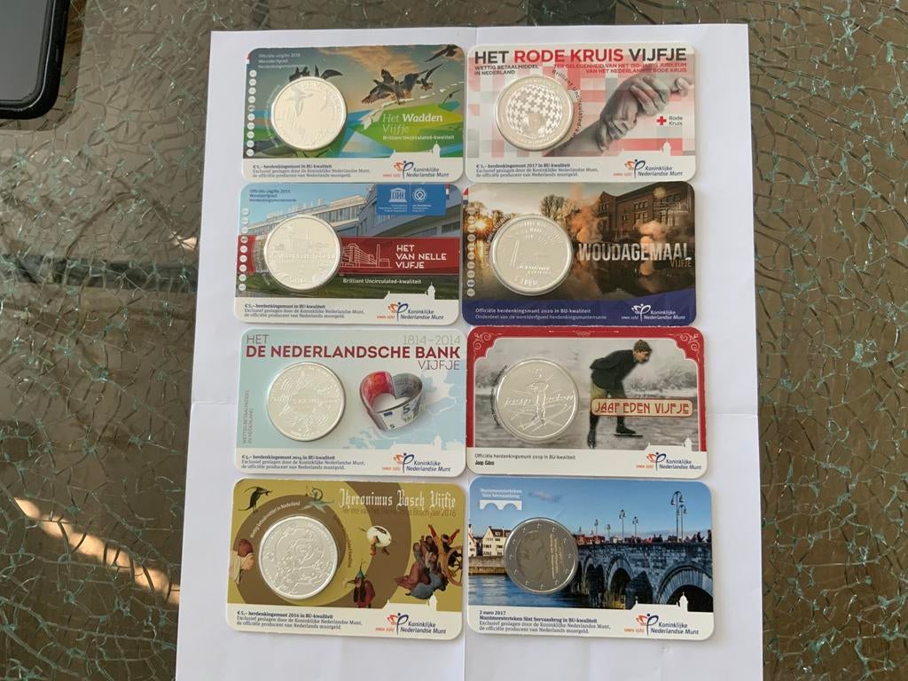 8X DIVERSE COINCARDS BU., Ophalen of Verzenden