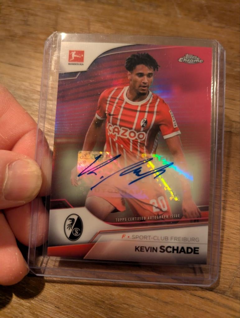 Kevin Schade Topps Chrome Bundesliga Autograph Kaart, Verzenden, Zo goed als nieuw, Buitenlandse clubs, Spelerskaart