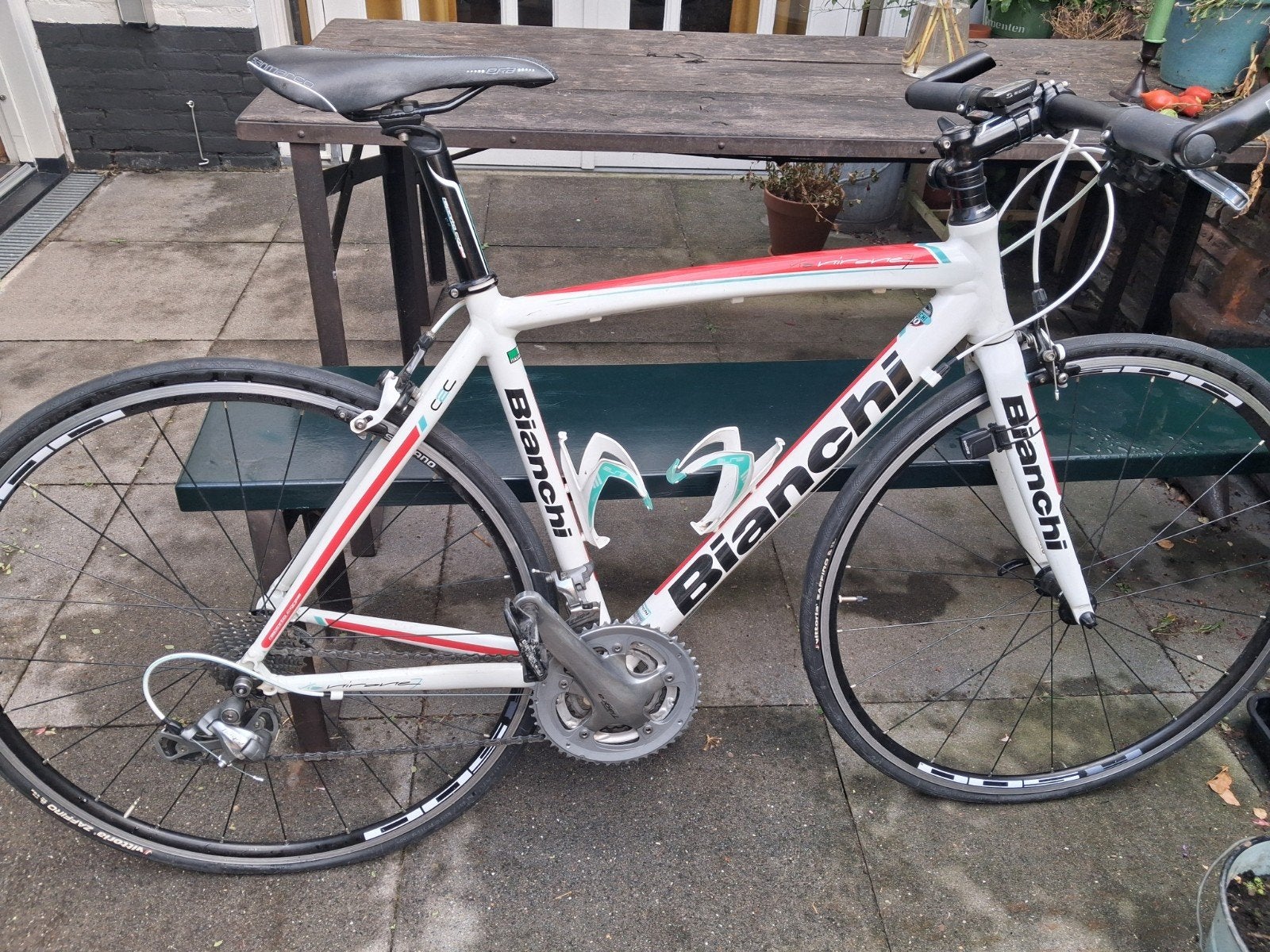 Bianchi racefiets met recht stuur, Fietsen en Brommers, Fietsen | Racefietsen, Aluminium, Zo goed als nieuw, Meer dan 20 versnellingen