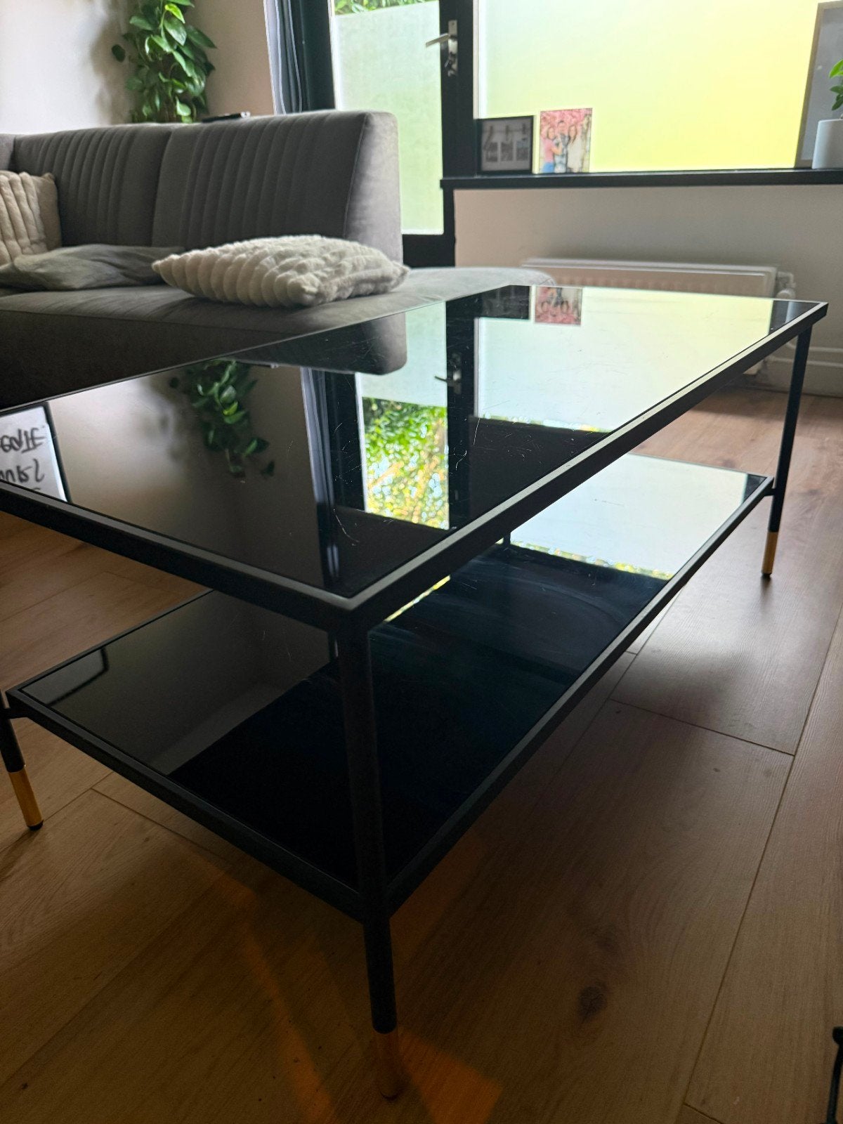 Glazen salontafel met 2 platen, Ophalen, Rechthoekig, 100 tot 150 cm, 50 tot 100 cm