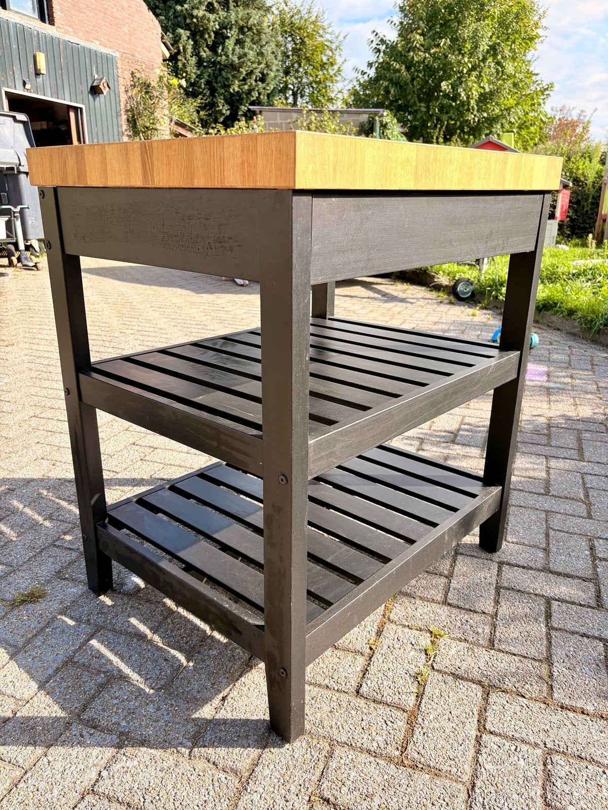 IKEA VADHOLMA keukeneiland zwart/eiken 79x63x90 cm, Ophalen, Gebruikt, Zwart, 50 tot 100 cm