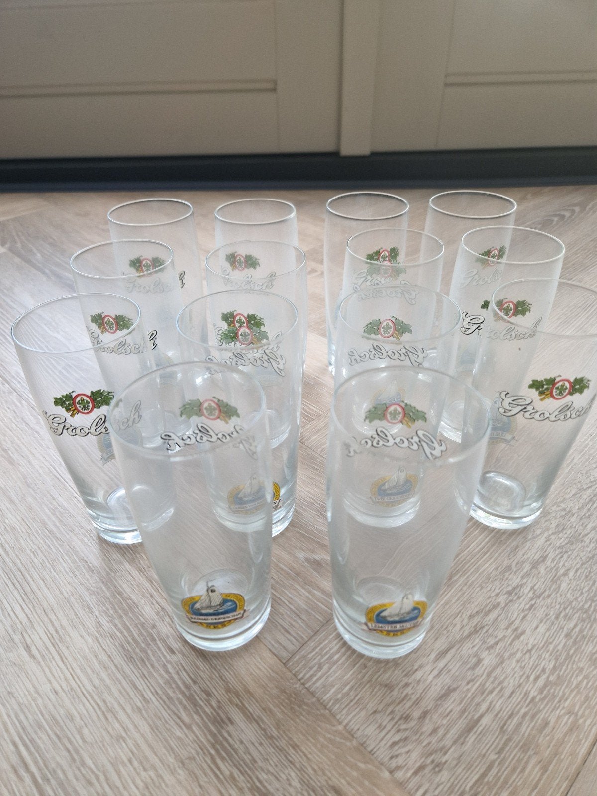 Complete collectie Grolsch Skûtsjes glaswerk (jaren '90), Verzamelen, Ophalen of Verzenden, Nieuw, Bierglas