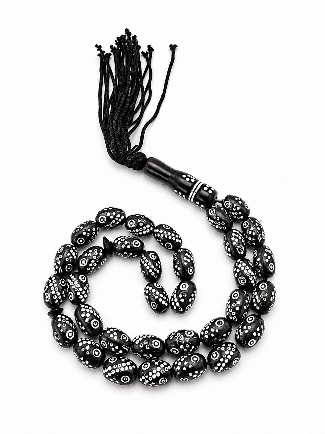 Zwarte Tesbih / Misbaha met Decoratief Patroon, Sieraden, Tassen en Uiterlijk, Ophalen of Verzenden, Zo goed als nieuw, Zwart