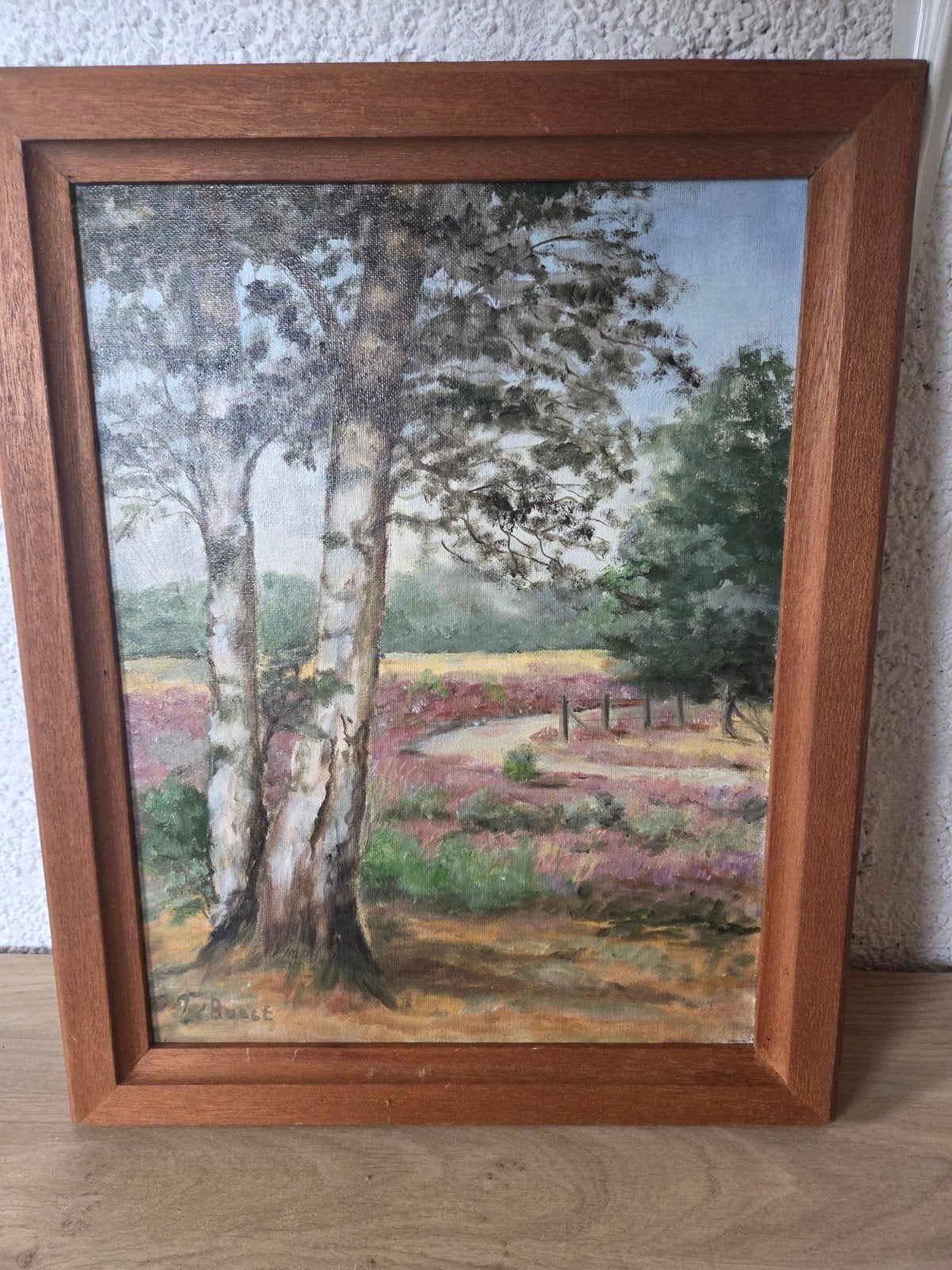 Schilderij: Landschap met berken en heide, Ophalen