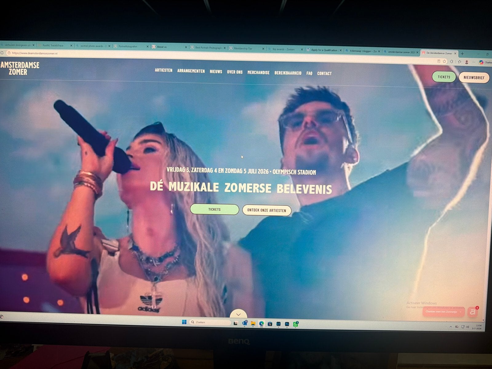4 tribune tickets amsterdamse zomerfeest 5 juli, Drie personen of meer, Juli