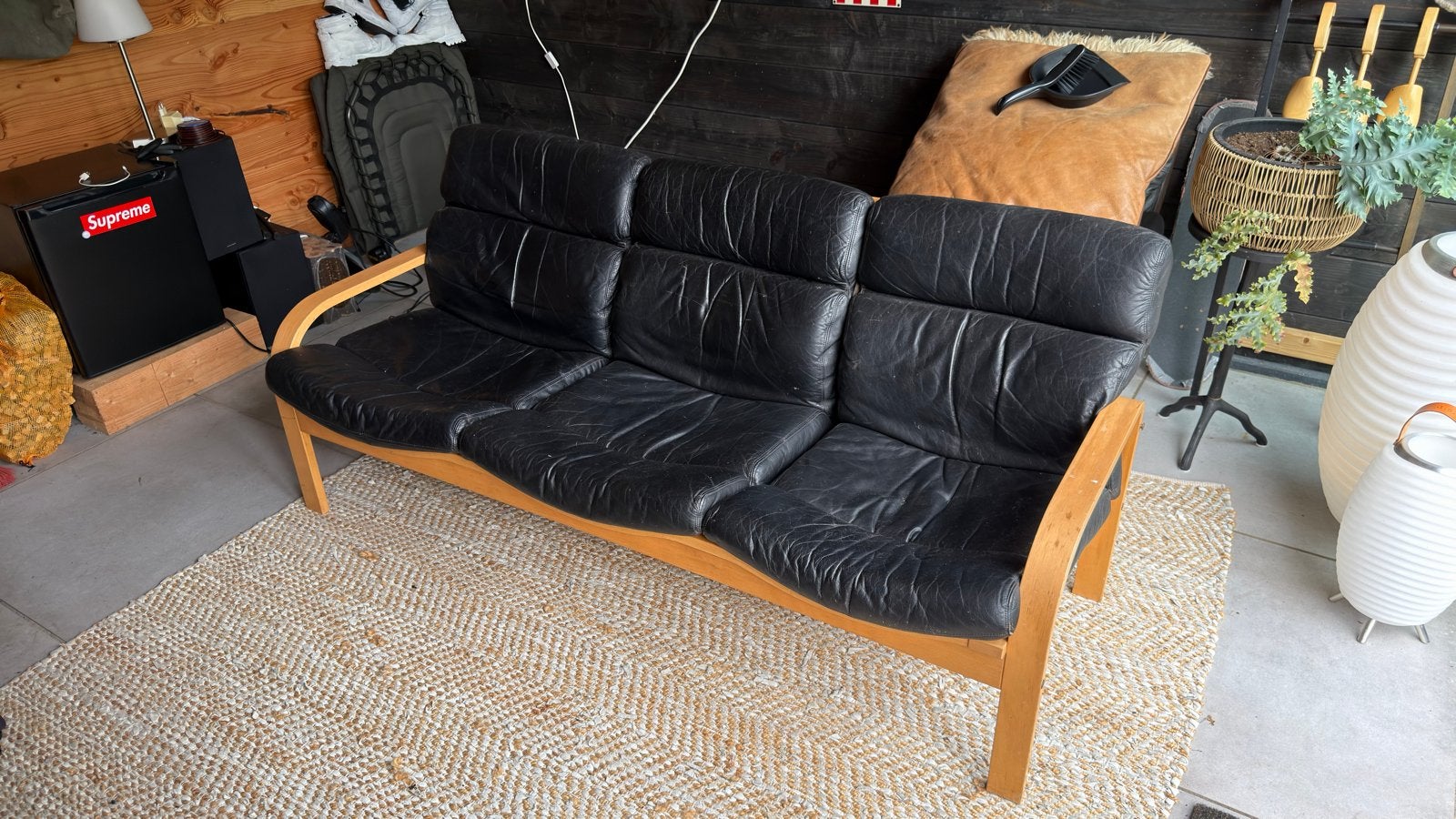 Vintage Bentwood 3-Zits Bank (Jaren '70/'80), Gebruikt, Driepersoons, Ophalen of Verzenden, Rechte bank