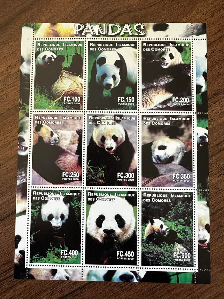 Comoren 2000 Panda’s postfris vel (illegale uitgifte), Postzegels en Munten, Ophalen of Verzenden, Overige landen, Postfris