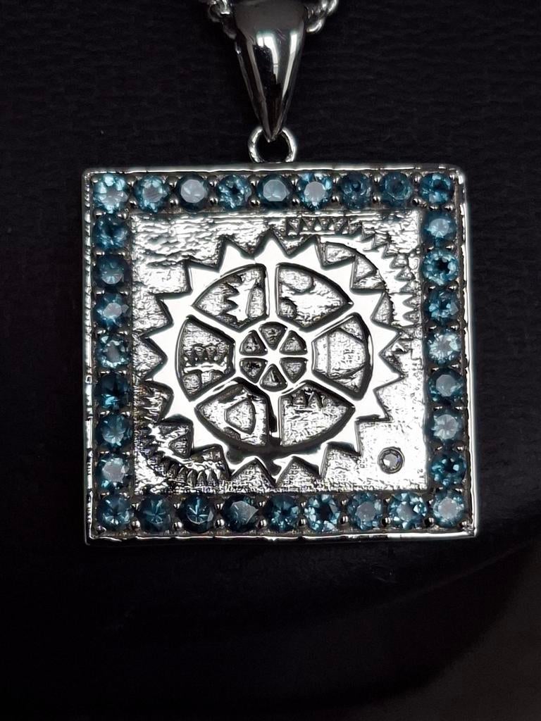 Heren ketting zilver met topaas en 1 kleine diamand in hoek, Ophalen of Verzenden, Zo goed als nieuw, Zilver, Zilver