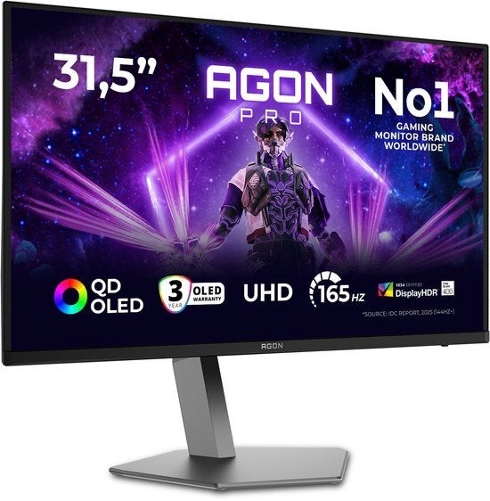 AOC AGON PRO AG326UD - 4K OLED Gaming Monitor - 165Hz, Computers en Software, Monitoren, Gaming, HDMI, Info@novadisplays.nl, In hoogte verstelbaar