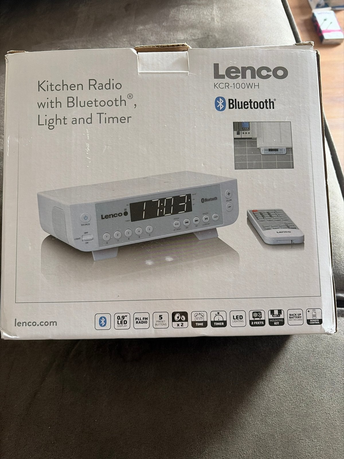 Lenco KCR-100WH Keukenradio met Bluetooth, Licht en Timer, Ophalen of Verzenden, Nieuw, Radio