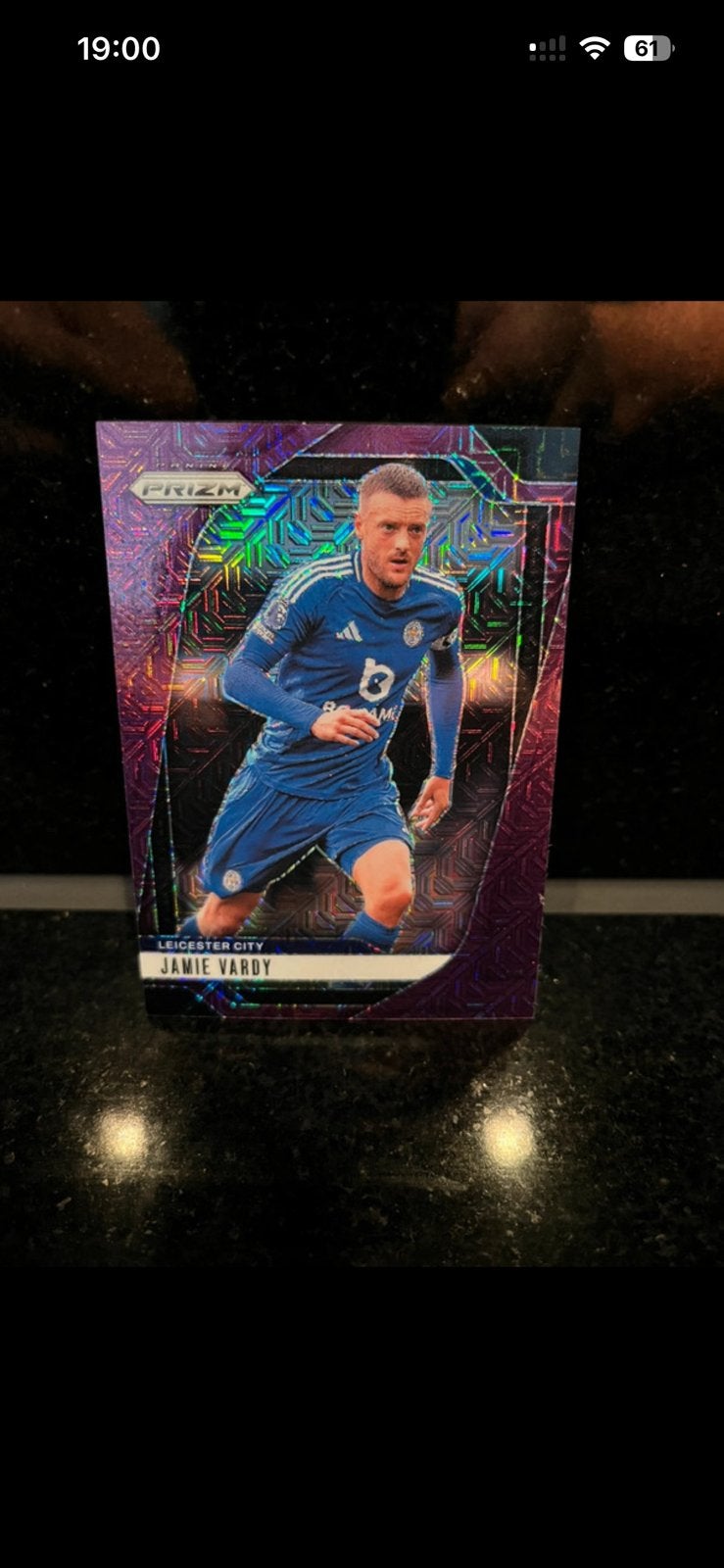 Jamie Vardy Panini Prizm Purple Mojo 25/25 Limited Rare Card, Ophalen of Verzenden, Zo goed als nieuw, Buitenlandse clubs, Poster, Plaatje of Sticker