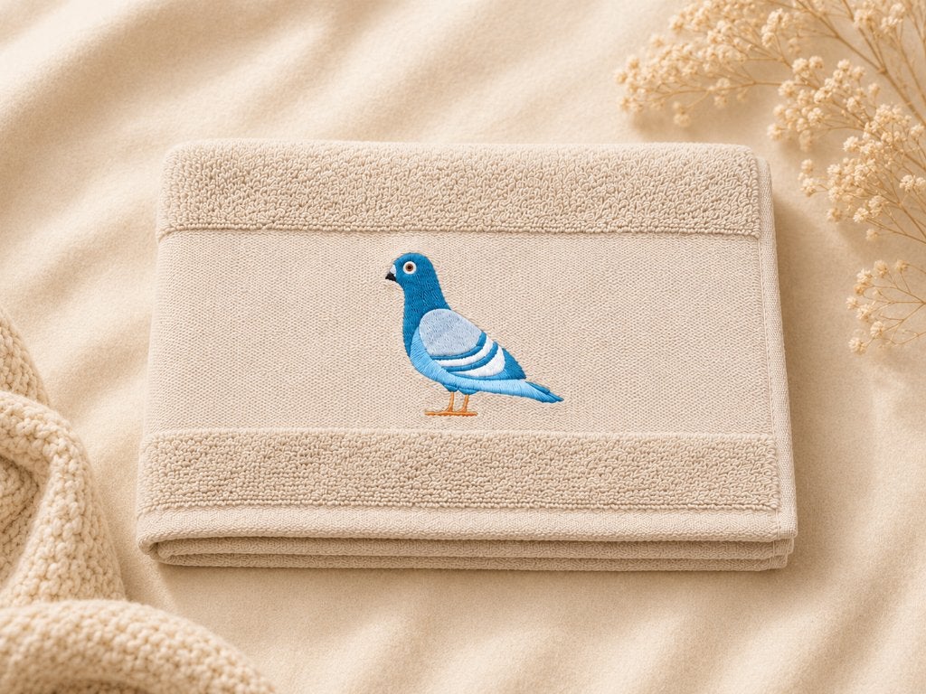 Handdoek met geborduurde duif NIEUW, Handdoek, Nieuw, Ophalen of Verzenden, Overige merken