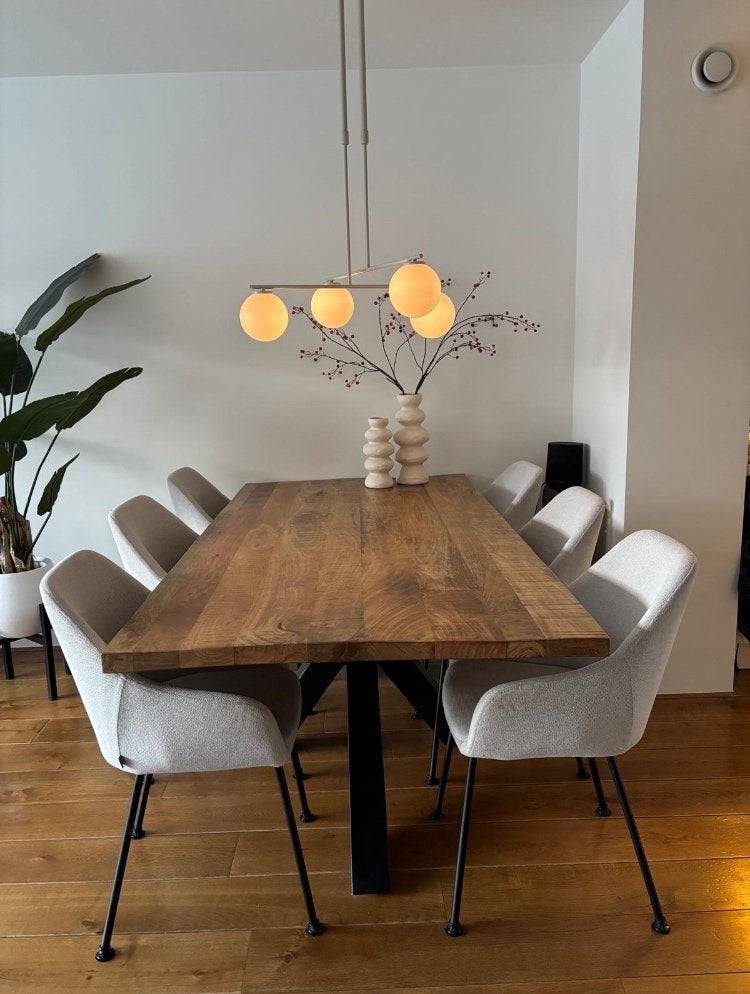 Eikenhouten eettafel, Ophalen, 100 tot 150 cm, 200 cm of meer, Zo goed als nieuw