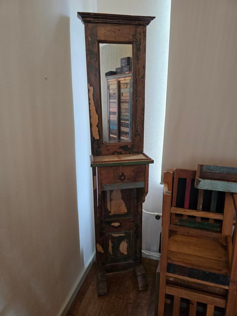 Gerecycled staande halspiegel, Huis en Inrichting, Ophalen, Rechthoekig, Minder dan 50 cm, 150 tot 200 cm