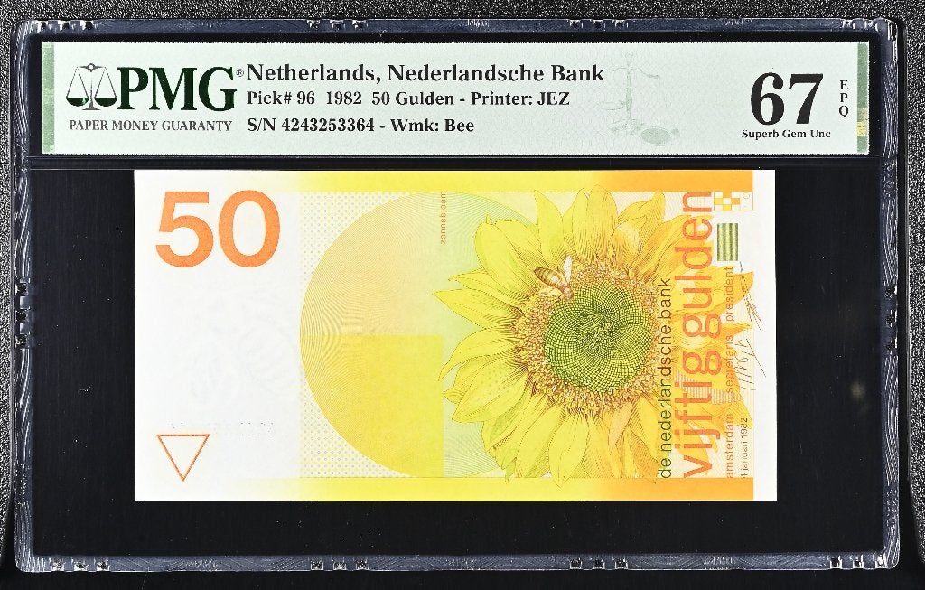 UNC biljet 50 gulden Zonnebloem, 1982 | PMG 67, Ophalen of Verzenden, 50 gulden