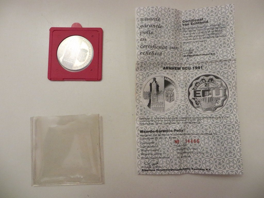 2 1/2 ECU munt Arnhem - 1991 - met certificaat, Ophalen of Verzenden, Koningin Beatrix, Overige waardes