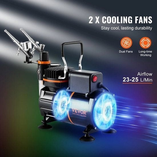 Airbrush - Airbrush Kit - Dual Fan - Professional Airbrushin, Corvance B.V., Verzenden, Nieuw, Corvancebol@gmail.com