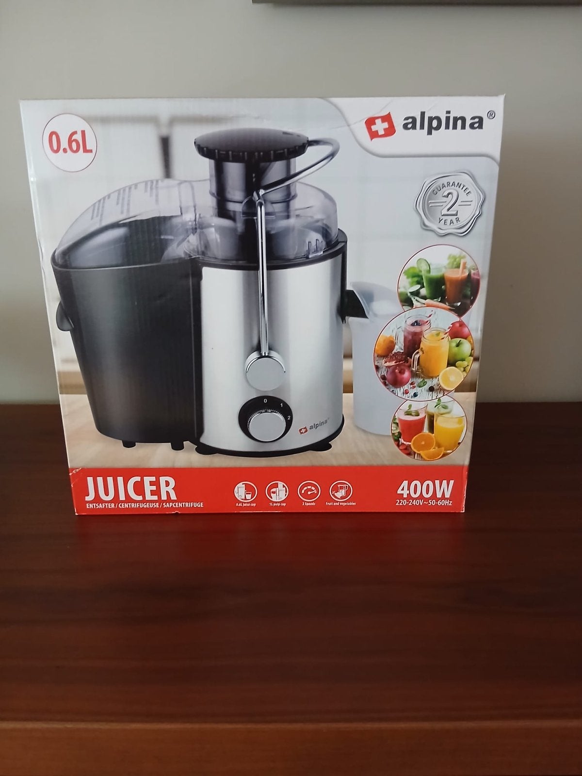 Alpina sapcentrifuge 400W/60L - Nieuw in doos, Ophalen of Verzenden, Nieuw, Elektrisch, Sapcentrifuge