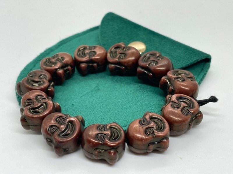 Laughing Buddha Armband, Lachende Boeddha armband, Ophalen of Verzenden, Zo goed als nieuw, Bruin, Hout