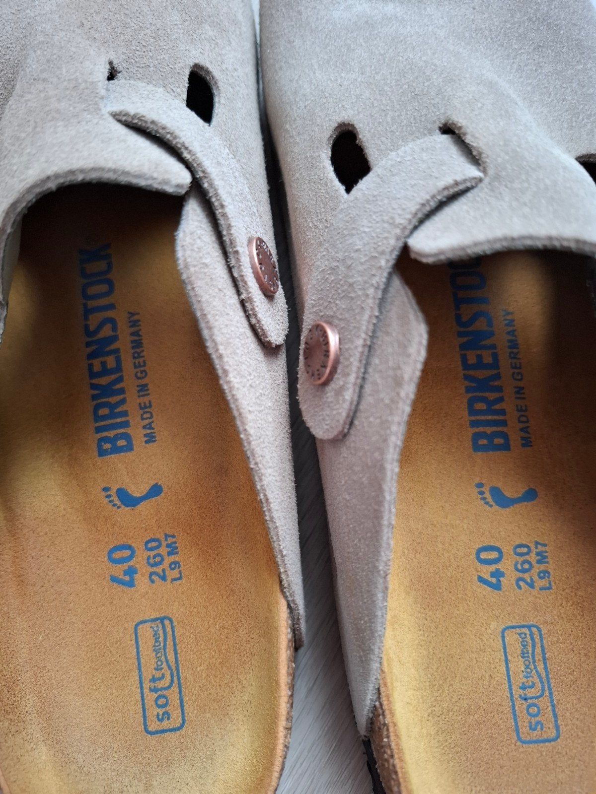 Birkenstock Boston Taupe 40 (smal), Beige, Zo goed als nieuw, Birkenstock, Sandalen of Muiltjes
