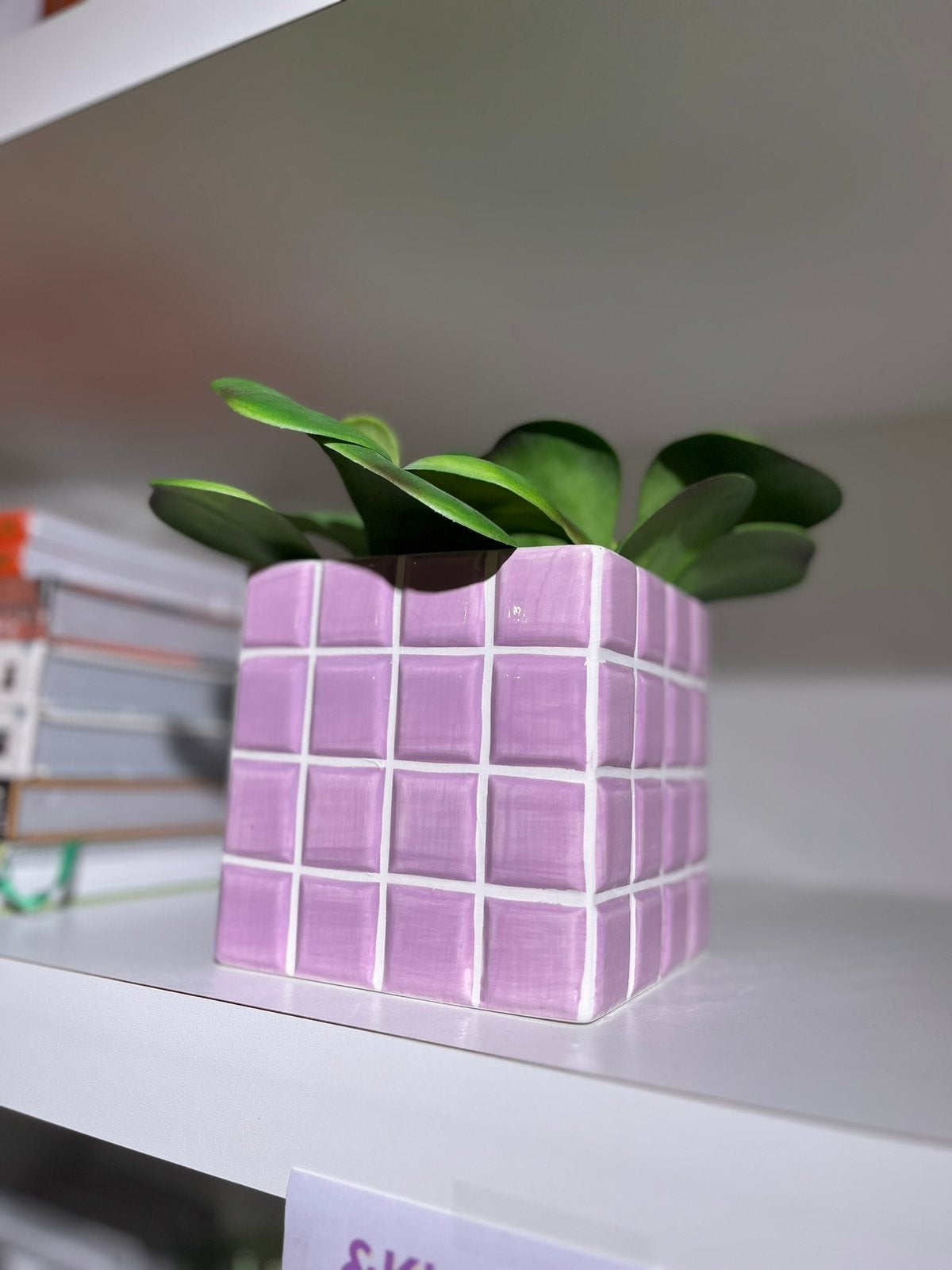 &Klevering vaas, Tegellook, Lila, Huis en Inrichting, Webshop@klevering.com, Paars, 14 cm, Nieuw