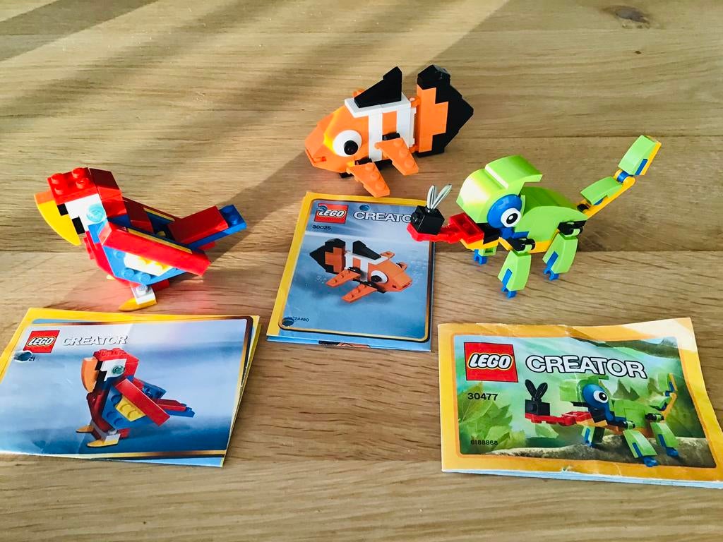 LEGO creator sets 30021, 30025 en 30477 dieren compleet ZGAN, Compleet, Lego, Ophalen of Verzenden, Zo goed als nieuw
