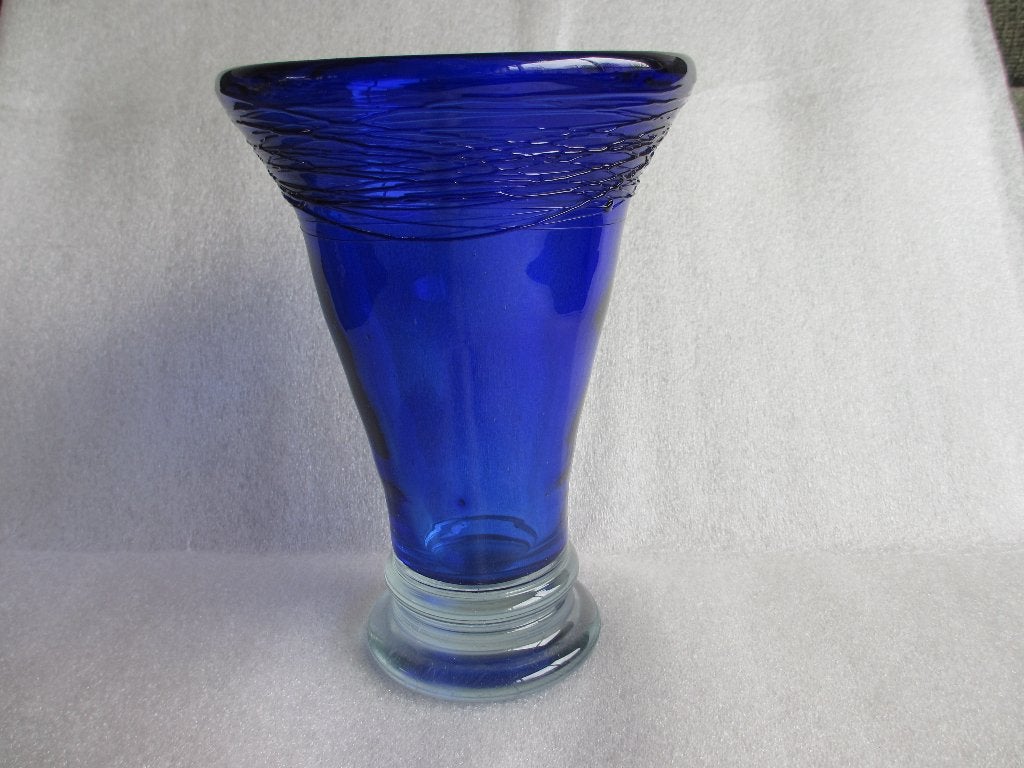 Henry Dean zwaar blauw glazen vaas, Ophalen of Verzenden