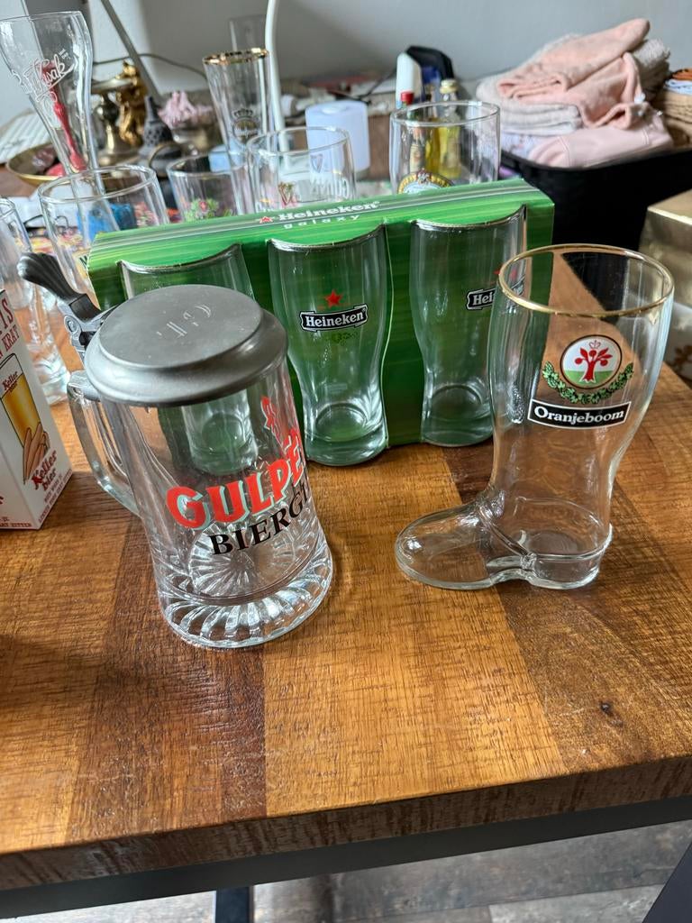 Diverse bierglazen collectie: Oranjeboom, Gulpener, Heineken, Antiek en Kunst, Ophalen