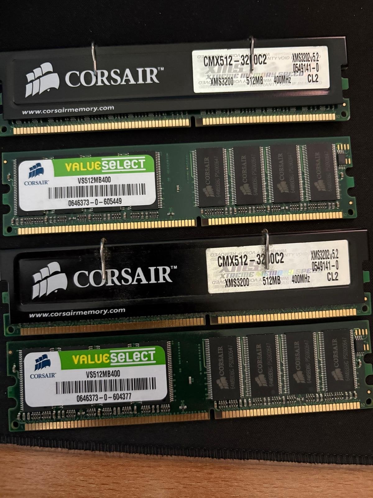 Corsair DDR RAM Geheugenmodules (2x 512MB XMS, 2x 512MB Valu, Ophalen of Verzenden, Gebruikt, DDR, Desktop