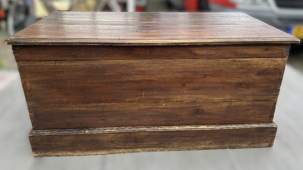 Prachtige Antieke Houten Dekenkist  Zwaluwstaartverbinding, Ophalen, Gebruikt, 50 tot 100 cm, Teakhout