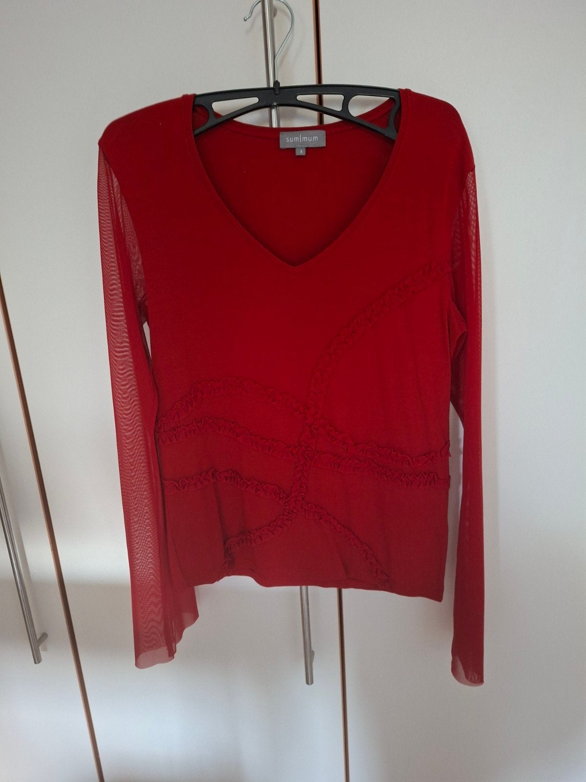 Rode top van Summum maat s, Kleding | Dames, Summum, Ophalen of Verzenden, Zo goed als nieuw, Lange mouw