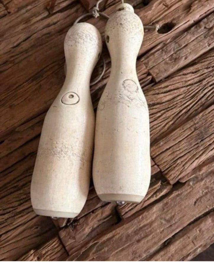 2 authentieke vintage originele bowling pins, Ophalen of Verzenden