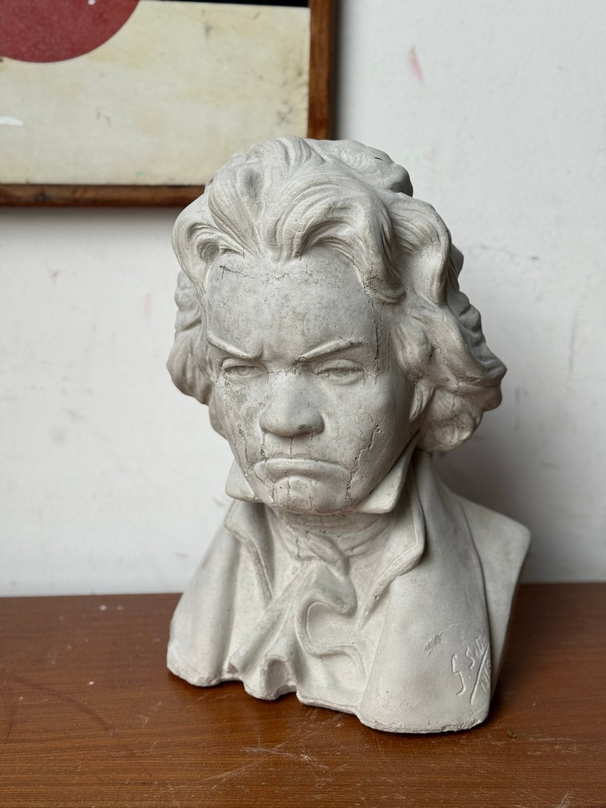 Originele Buste Beethoven, gesigneerd G. Sette 1915, Antiek en Kunst, Gips, Buste, Ophalen of Verzenden, Man