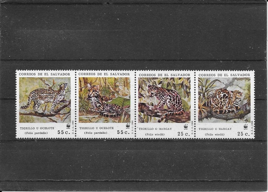 El Salvador WWF roofdieren, Ophalen of Verzenden, Postfris, Midden-Amerika