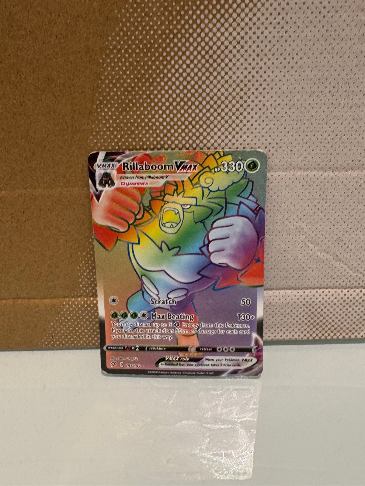 Rillaboom VMAX Rainbow Rare Pokémon Kaart, Ophalen of Verzenden, Zo goed als nieuw, Losse kaart, Foil