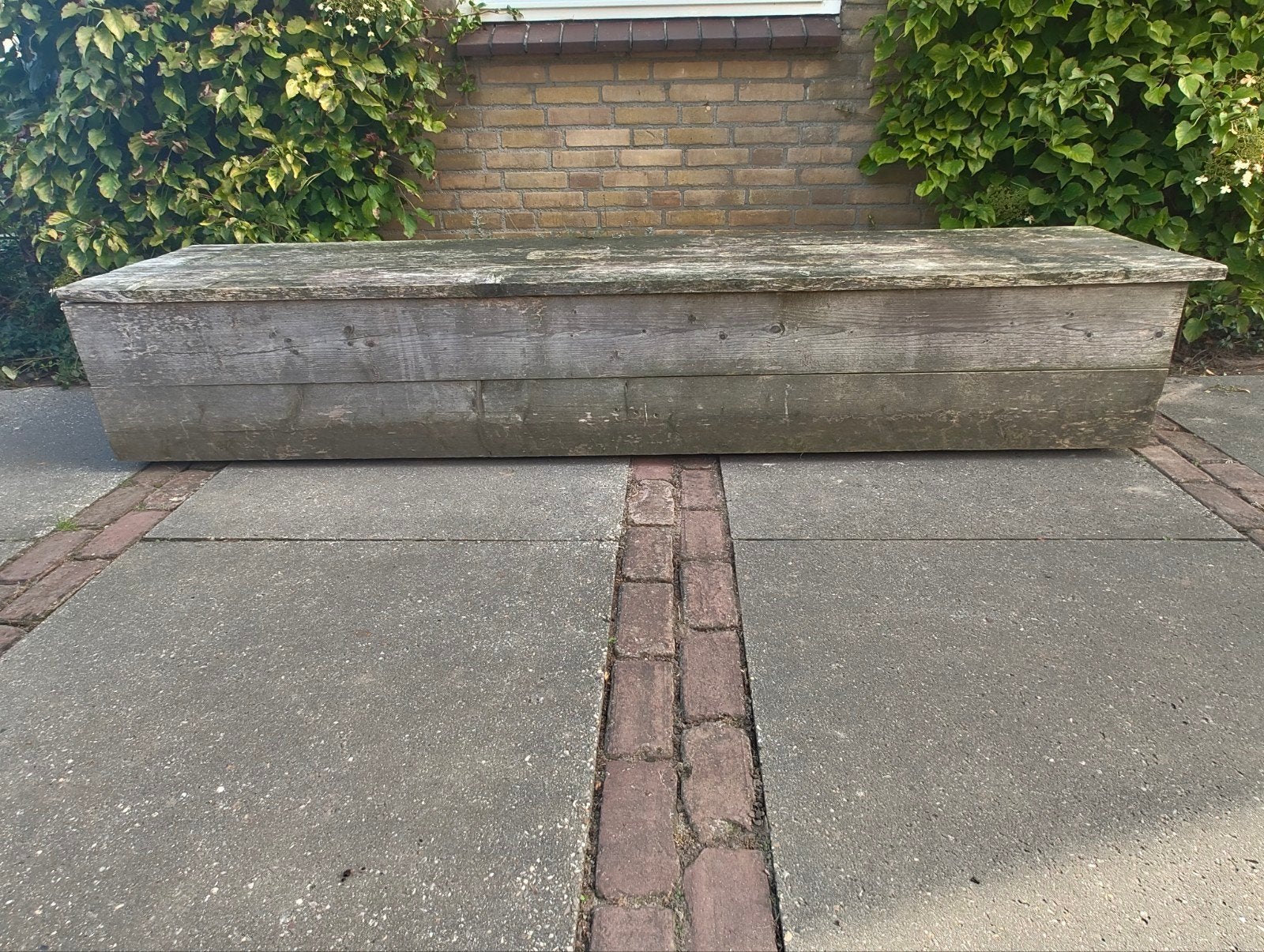 Steigerhouten Tuinkist op Wielen - 252x59x45 cm, Ophalen, Gebruikt, Hout, Overige typen