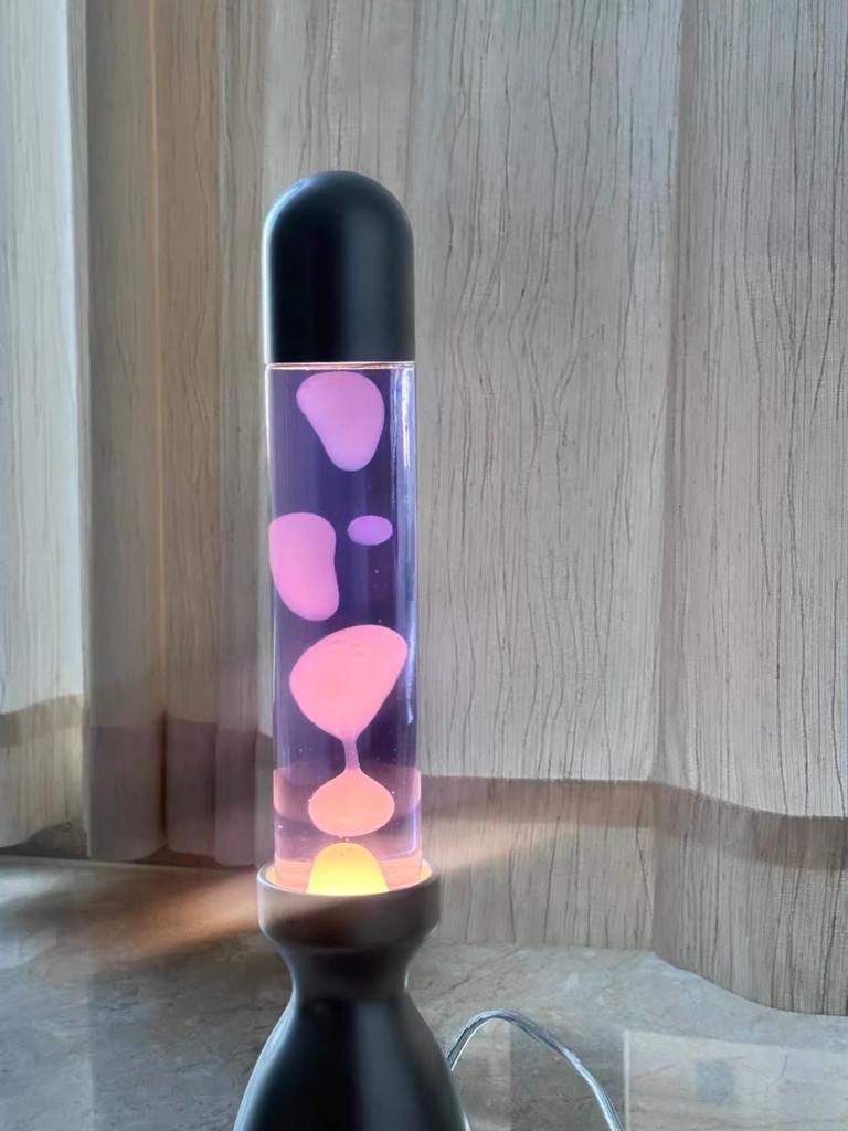 Lavalampe met paarse vloeistof en roze bellen, Huis en Inrichting, Lampen | Overige, Ophalen of Verzenden, Zo goed als nieuw