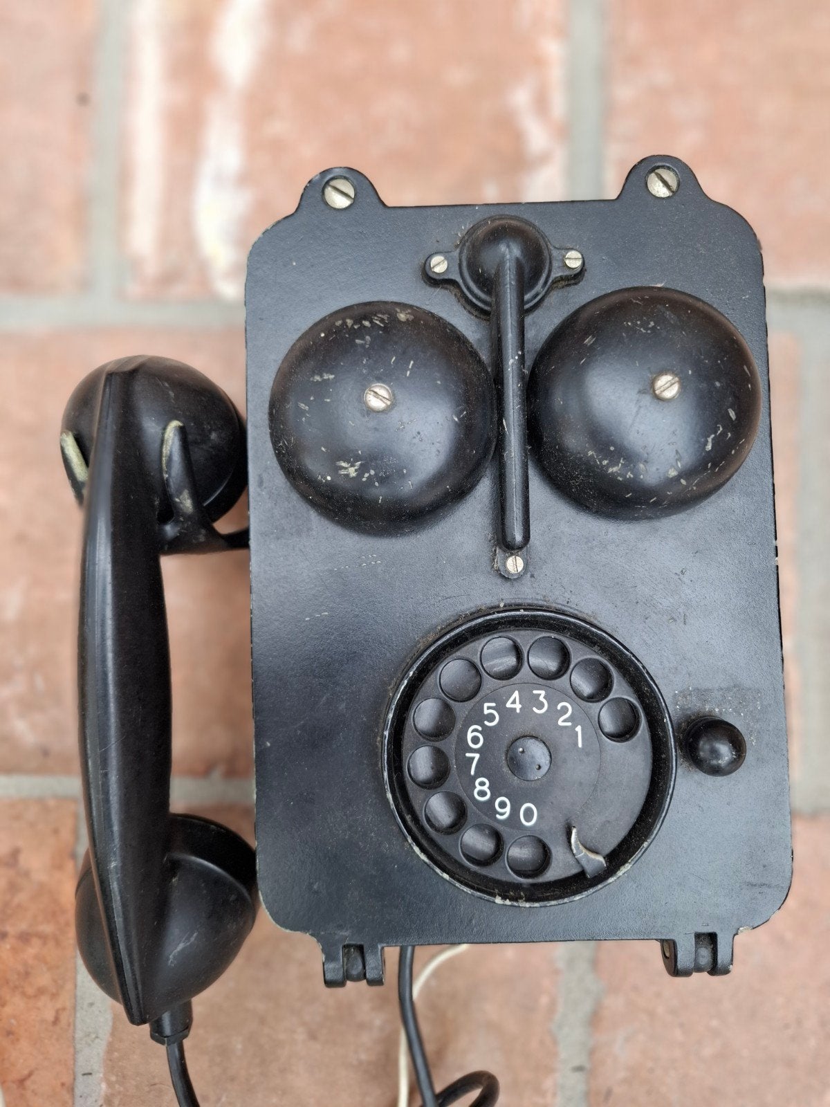 Zeldzaam PTT draaischijf metalen wandtelefoon (testmodel?), Ophalen of Verzenden, Gebruikt, 1 handset, Stralingsarm