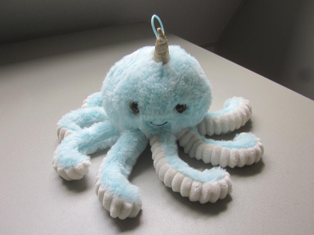 Lichtblauw pluche octopus inktvis gouden eenhoorn glitter og, Overige merken, Overige karakters, Overige typen, Blauw