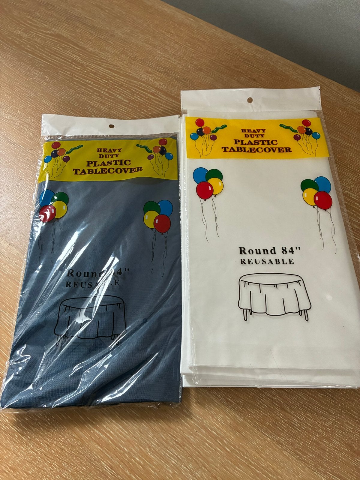 Ronde plastic heavy duty tafelkleden (1x blauw, 7x wit), Rond, Nieuw, Ophalen of Verzenden, Meerkleurig